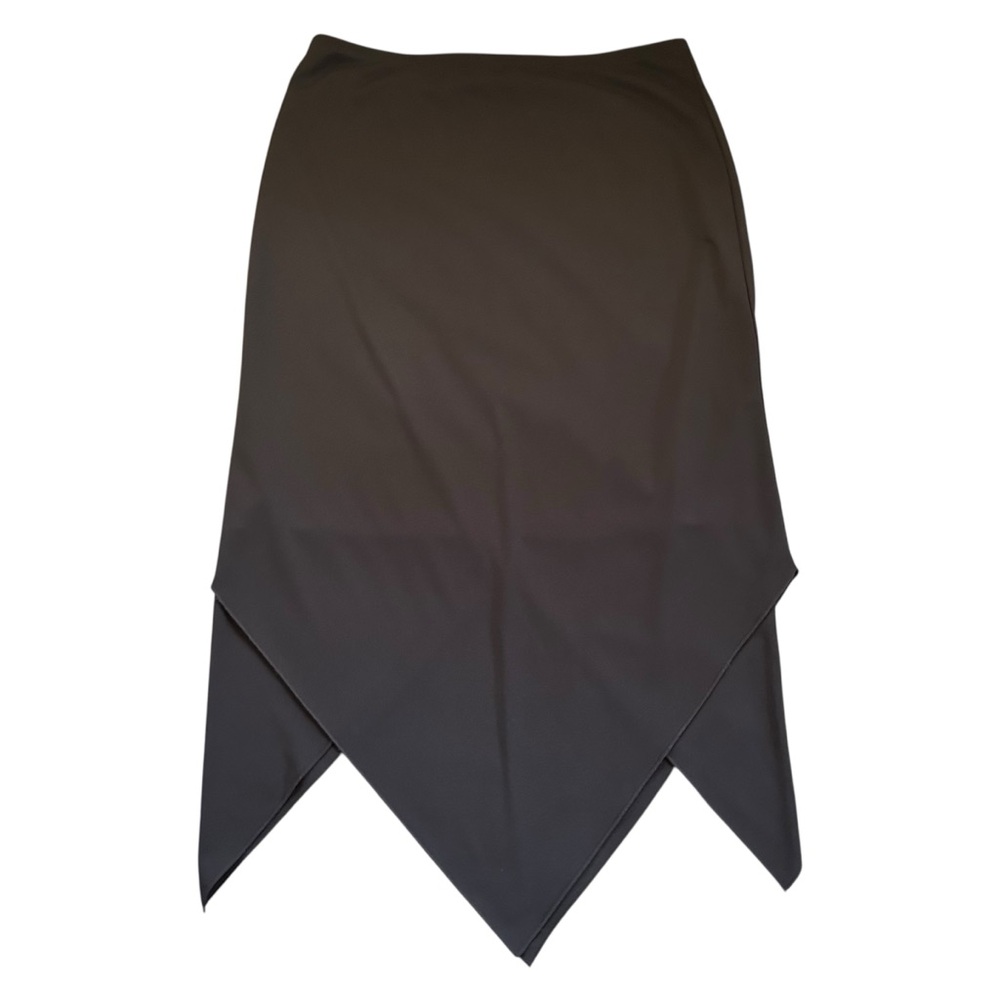VTG Y2K Wet Seal Black Jagged Hem Midi Skirt 90s Mall Goth Witchy Vampy Large